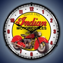Vintage-Retro  Indian Motorcycle Lighted Wall Clock