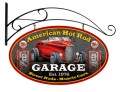 Vintage-Retro American Hot Rod Double Sided Oval Metal-Tin Sign with Wall Mount
