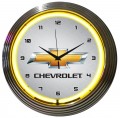 Retro GM CHEVROLET YELLOW NEON CLOCK 15 x 15 Inches