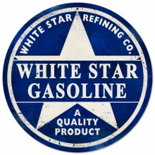 Retro White Star Gasoline Tin Sign