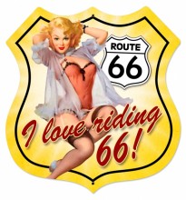 Vintage-Retro Route 66 Pinup Shield Metal-Tin Sign 2