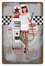 Vintage-Retro 50's Pump Girl Metal-Tin Sign
