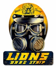 Vintage-Retro Lions Drag Helmet Tin-Metal Sign