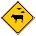 Vintage-Retro Cow UFO Metal-Tin Sign