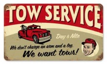 Vintage-Retro Tow Service Metal-Tin Sign