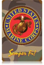 Vintage-Retro Marine Camo Metal-Tin Sign