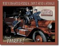 Vintage Stooges Fire Dept. Tin Sign