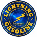 Vintage-Retro Lightning Gasoline Tin-Metal Sign LARGE