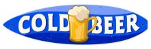 Vintage-Retro Cold Beer Surfboard Metal-Tin Sign