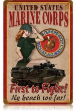 Vintage-Retro USMC Pin Up Metal-Tin Sign
