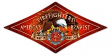 Vintage-Retro Fire Fighter Diamond Metal-Tin Sign