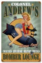 Vintage-Retro Bomber Lounge Metal-Tin Sign - Personalized