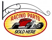 Vintage-Retro Racing Parts Double Sided Oval Metal-Tin Sign with Wall Mount
