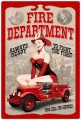 Vintage-Retro Fire Department Pinup Metal-Tin Sign
