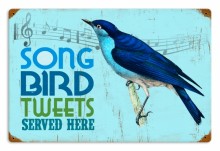 Vintage-Retro Bird Tweets Tin-Metal Sign