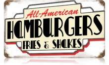 Vintage-Retro All American Hamburgers Metal-Tin Sign