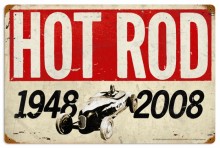 Vintage-Retro Hot Rod Magazine 60th Anniversary Metal-Tin Sign