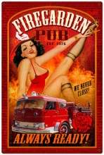 Vintage-Retro Fire Garden Metal-Tin Sign LARGE