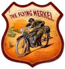 Vintage-Retro Flying Merkel Shield Metal-Tin Sign