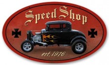 Vintage-Retro Speed Shop Oval Metal-Tin Sign 1