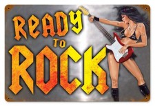 Vintage-Retro Ready to Rock Metal-Tin Sign