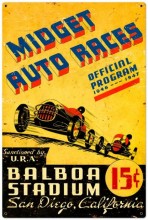 Vintage-Retro Midget Auto Races Metal-Tin Sign LARGE