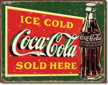 Vintage COKE - Ice Cold Green Tin Sign