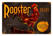 Vintage-Retro Rooster Brand Tin-Metal Sign