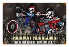 Retro Highway Hoodlums Metal Sign