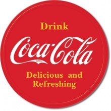 Retro COKE - Round Logo Button Tin Sign