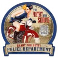 Vintage-Retro Police Bike Round Banner Metal-Tin Sign