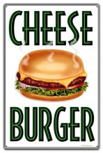 Vintage-Retro Cheese Burger Metal-Tin Sign LARGE
