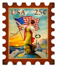 Vintage-Retro USA Eagle Stamp Metal-Tin Sign