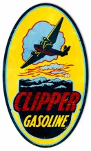 Vintage Clipper Gasoline 14 x 24 inches Tin Sign