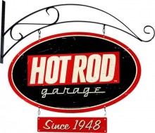Vintage-Retro Hot Rod Garage Double Sided Oval Metal-Tin Sign with Wall Mount