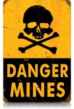 Vintage-Retro Danger Mines Metal-Tin Sign