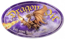 Vintage-Retro Dragon Oil Oval Metal-Tin Sign
