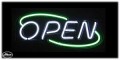 Neon Open Sign - Open Deco White & Green - Art Deco Style