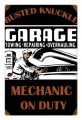 Vintage  Mechanic On Duty Metal Sign