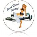Vintage-Retro B-24 Come Home Soon Round Metal-Tin Sign