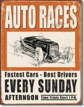 Vintage Auto Races Metal-Tin Sign
