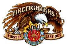 Vintage-Retro Firefighter Eagle Custom Shape Metal-Tin Sign