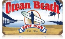 Vintage-Retro Ocean Beach Surf Club Metal-Tin Sign