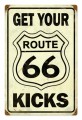 Vintage Route 66 Get Your Kicks Metal Sign