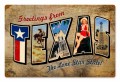 Retro Texas Postcard Tin Sign 18 x 12  Inches