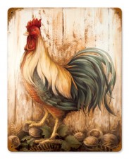 Vintage-Retro Rooster Barnwood Metal-Tin Sign