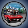 Vintage-Retro  1967 Vette Speed Shop Lighted Wall Clock