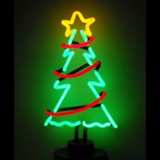 Retro CHRISTMAS TREE WITH GARLAND NEON SCULPTURE  8 W  x 13 H x 6 D