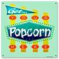 Vintage-Retro Popcorn Get Here Metal-Tin Sign