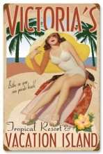 Vintage-Retro Vacation Island Metal-Tin Sign - Personalized